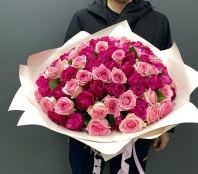 101 роза Бэби лав и Адрика 40-50см, 2сорт. Упаковка оплачивается отдельно