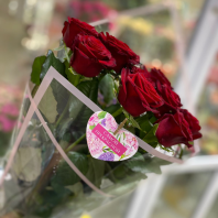 9 роз, 60см в упаковке на выбор