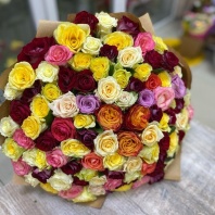 101 роза Микс 40-50см, 2сорт Упаковка оплачивается отдельно